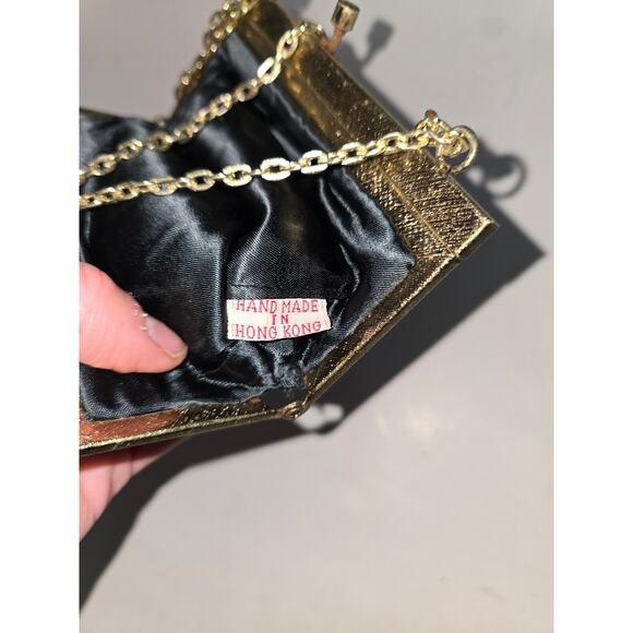 Vintage Handmade Beaded Black/Gold Clutch Purse - Picture 5 of 7